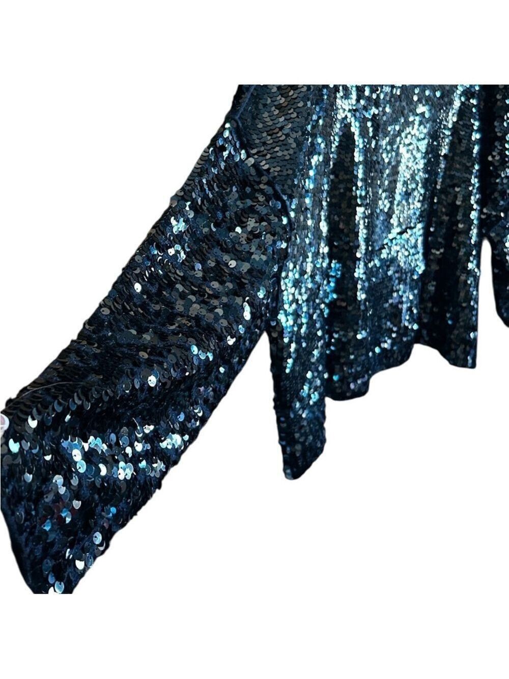 Anthropologie Pilcro Alani Mock Neck Navy Cashmere Sweater Sequin Edition XL - Picture 4 of 8
